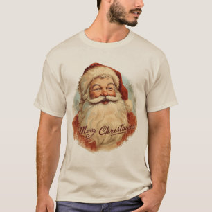 Camiseta Noel junto a la chimenea — Tarjeta navideña vintag