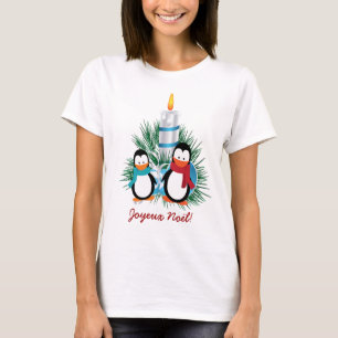 Camiseta Noël manchots et bougie t-shirt