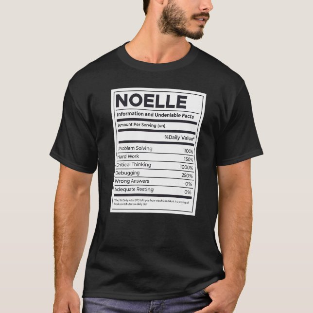 Camiseta Noelle Nutrition Information Problement Resolve Ha (Anverso)