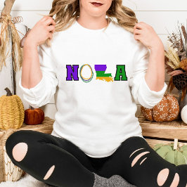 Camiseta NOLA Louisiana Mardi Gras Púrpura, Verde y Oro