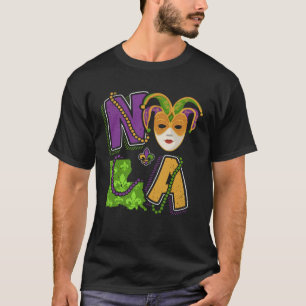 Camiseta NOLA Mardi Gras Para Mujeres Louisiana Mapa Estata