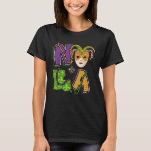 Camiseta NOLA Mardi Gras Para Mujeres Louisiana Mapa Estata