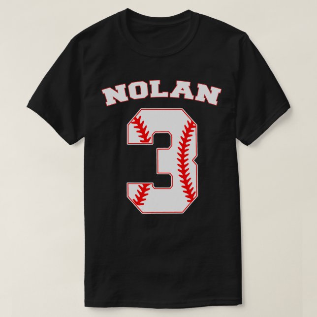 Camiseta Nolan Béisbol nombre tres años número de cumpleaño (Diseño del anverso)