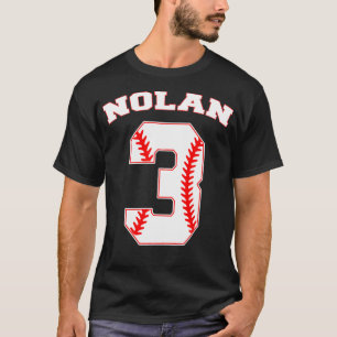 Camiseta Nolan Béisbol nombre tres años número de cumpleaño