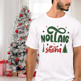 Camiseta Nollaig Shona Rojo y Verde Festivo