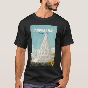 Camiseta Nom Pen Ilustracion Camboya Retro de arte de viaje