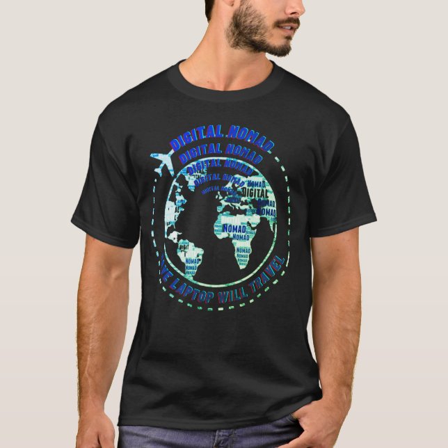Camiseta Nómada digital viajando trabajando a distancia en  (Anverso)