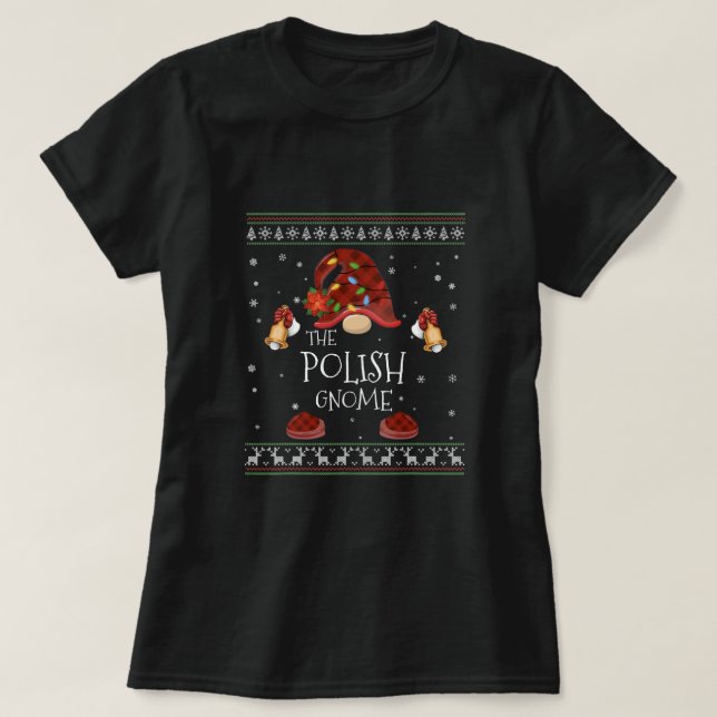 Camiseta Nombra polaca Gnome Navidades de escúfalo con manc (Diseño del anverso)