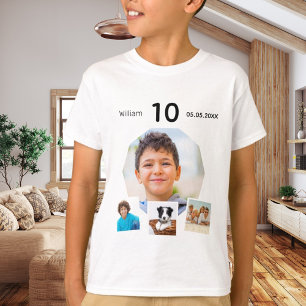 Camiseta Nombramiento de cumpleaños edad niño de collage de