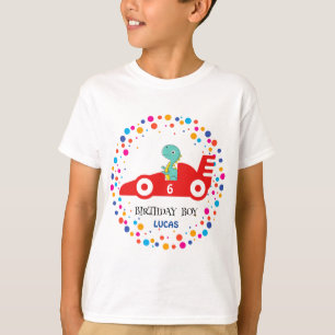 Camiseta Nombramiento del niño de carreras rojas de Dinosau