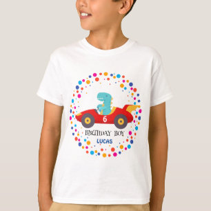 Camiseta Nombramiento del niño de carreras rojas de Dinosau
