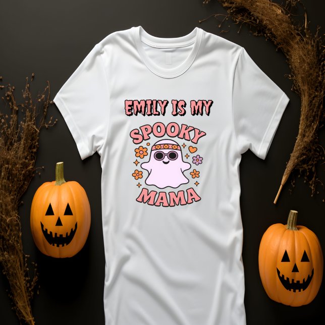 Camiseta Nombrar Fantasma Retro Rosa Halloween Mama (Subido por el creador)