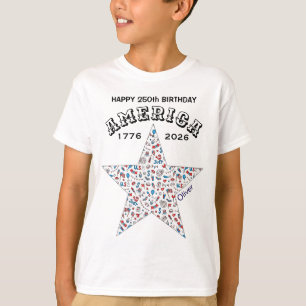 Camiseta Nombre 250º Feliz Cumpleaños América Estrella J