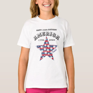 Camiseta Nombre 250 Cumpleaños Feliz América Estrellas J