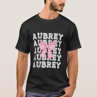 Nombre AUBREY Coquette Big Pink Bow Simple Cute Ch