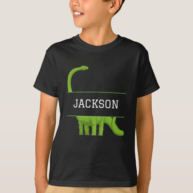 Camiseta Nombre corto dinosaurio infantil personalizado neg (Anverso)
