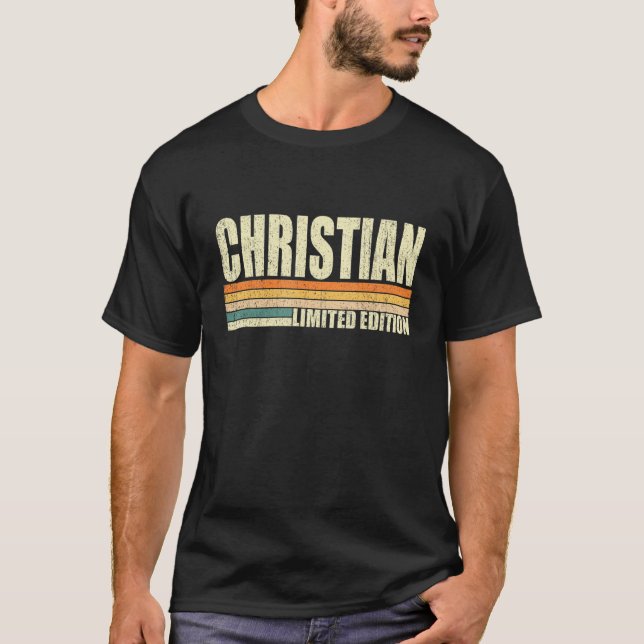 Camiseta Nombre cristiano Diversión personalizada Retro Vin (Anverso)