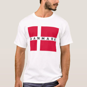 Camiseta nombre danés del texto del país de la bandera de