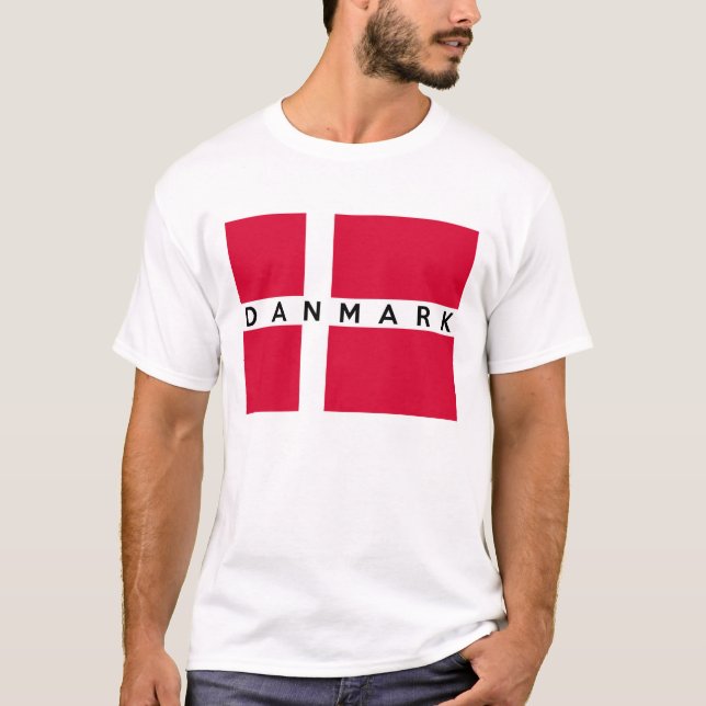 Camiseta nombre danés del texto del país de la bandera del (Anverso)