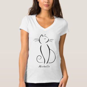 Camiseta nombre de agregado de gato negro minimalista