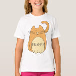 Camiseta Nombre de agregado de gatos Personalizado circular<br><div class="desc">Un lindo personalizado personalizado. Todos los colores de este gato vectorial se pueden personalizar y cambiar a cualquier color que desee. Con tu nombre o cualquier texto en el vientre del gato.</div>