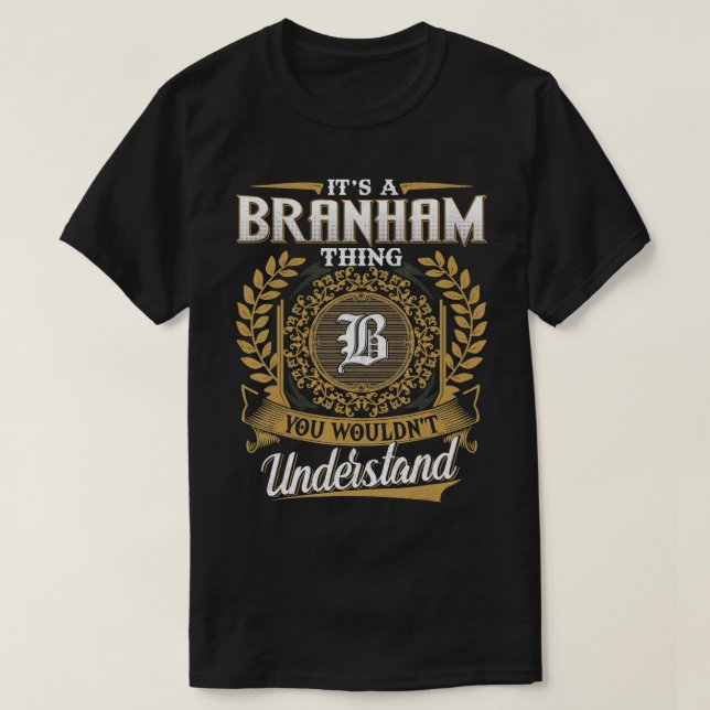 Camiseta Nombre de apellido BRANHAM apellido BRANHAM (Diseño del anverso)