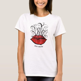 Camiseta Nombre de artista de maquillaje de labios rojos