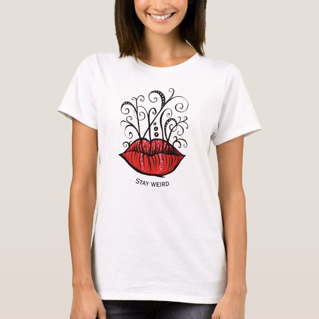 Camiseta Nombre de artista de maquillaje de labios rojos (Anverso)