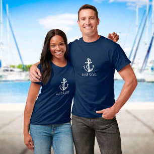Camiseta Nombre De Barco Personalizado Ancla Náutica Y Rope