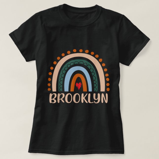 Camiseta Nombre de Brooklyn Personalizado Funny Women Rainb (Diseño del anverso)