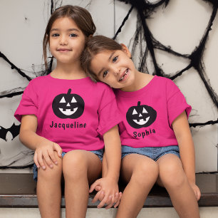 Camiseta Nombre de calabaza linda Rosa Caliente Halloween p