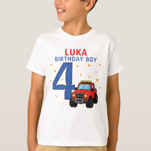Camiseta Nombre de camión monstruo Edad Cumpleaños 4º Niño