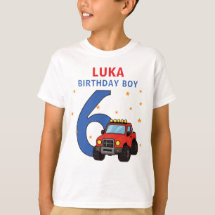 Camiseta Nombre de Camión Monstruo Edad Cumpleaños 6 Niño