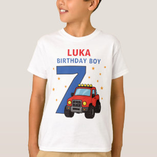 Camiseta Nombre de Camión Monstruo Edad Cumpleaños 7 Niño