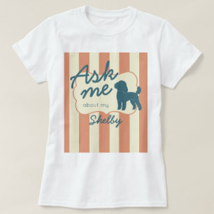 Camiseta Nombre de Caniche Personalizado Silueta Franjas de