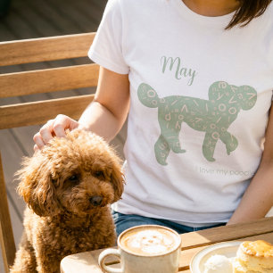 Camiseta Nombre de Caniche Personalizado Silueta Verde Salv