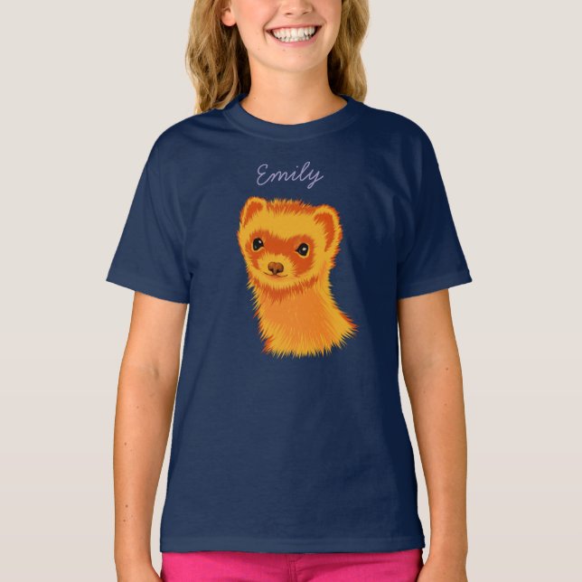 Camiseta Nombre de chica de arte de ferret cute (Anverso)