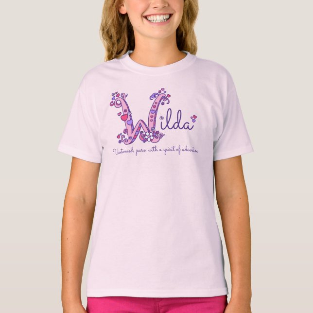 Camiseta Nombre de chicas Wilda que significa corazones púr (Anverso)