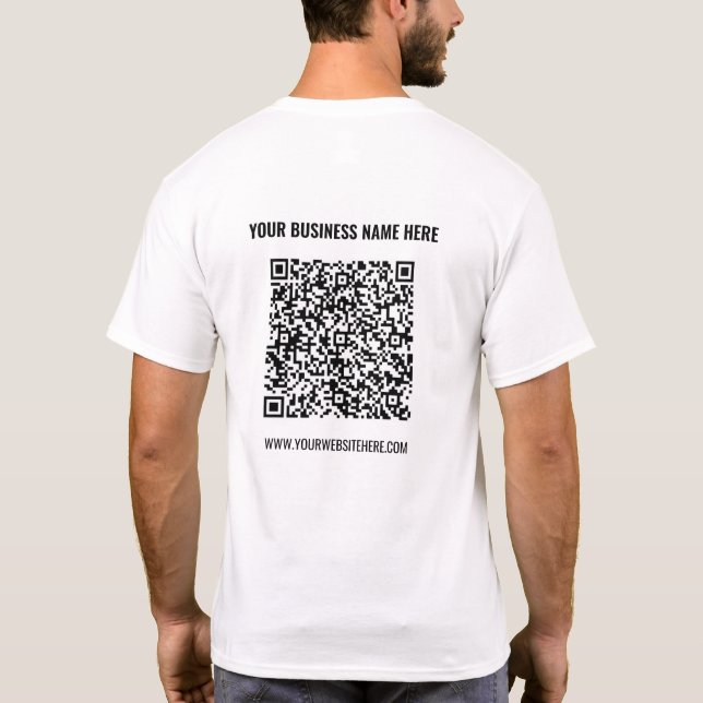 Camiseta Nombre de código QR Sitio Web Promocional Empresa  (Reverso)