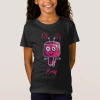 Nombre de color rosado de Grunge de Robot Cute
