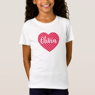 Camiseta Nombre de corazón rojo y rosado controlado