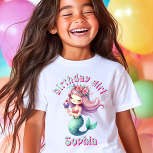 Camiseta nombre de cumpleaños de la sirena personalizado