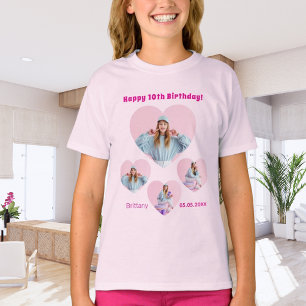 Camiseta Nombre de cumpleaños edad foto collage chica de co