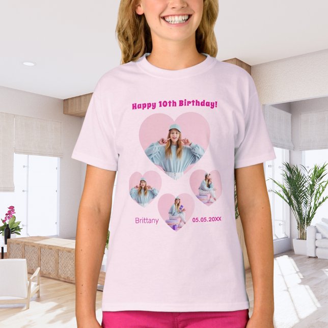 Camiseta Nombre de cumpleaños edad foto collage chica de co (Subido por el creador)