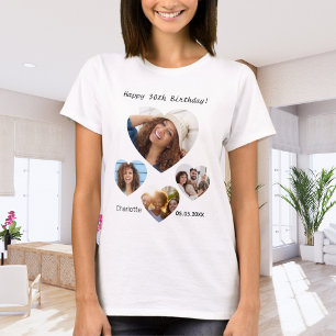 Camiseta Nombre de cumpleaños edad foto collage mujer