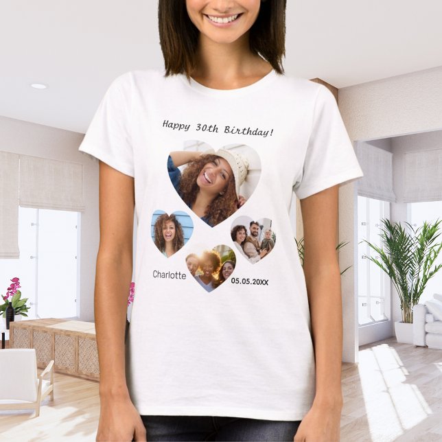 Camiseta Nombre de cumpleaños edad foto collage mujer (Subido por el creador)