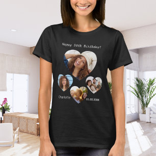Camiseta Nombre de cumpleaños edad foto collage mujer de co