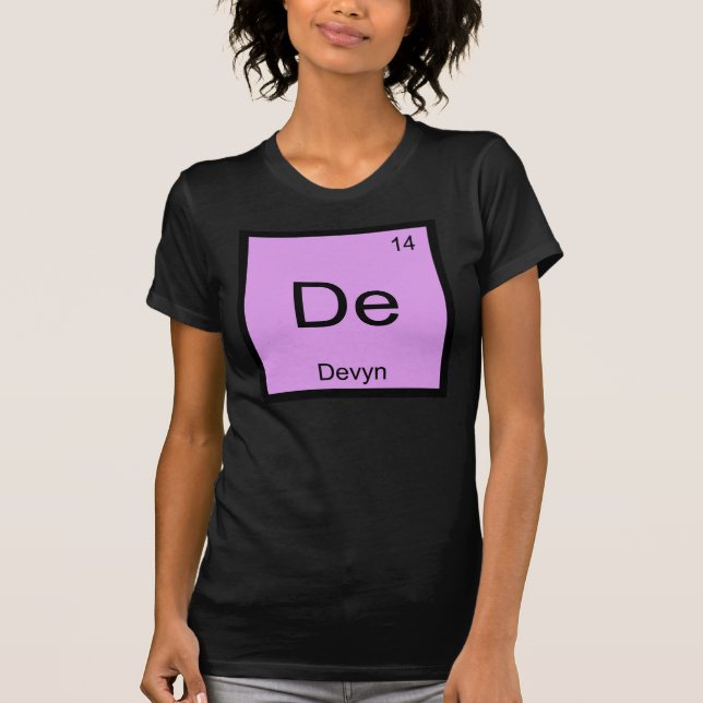 Camiseta Nombre de Devyn Elemento Químico Tabla Periódica (Anverso)
