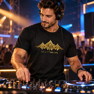 Camiseta Nombre de DJ ecualizador de oro personalizado