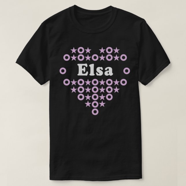 Camiseta Nombre de Elsa para Chicas Mujeres Corazones Estre (Diseño del anverso)